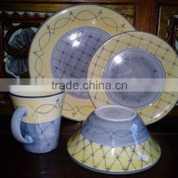 full handmade dinnerware set, Mediterranean ceramic dinnerware