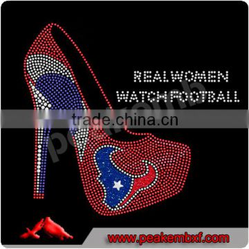 Beautiful Hot Fix High Heel Glitter Transfer With Texans On For Clothing