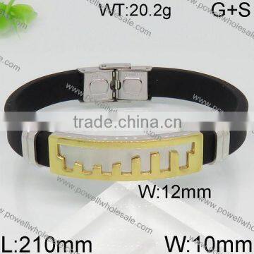Wholesale New Gold Black Leather Mens Bracelet Models photo-5