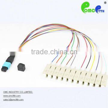 High quality China made 12 core Fanout MPO-SC MM 0.9mm fiber optic patch cord