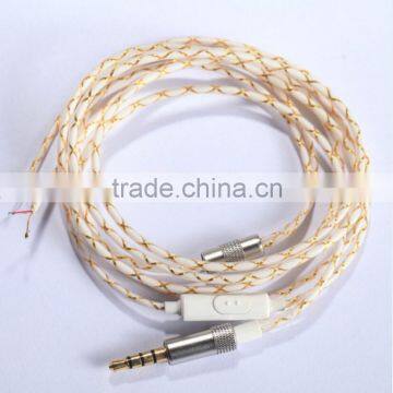1.2M White Gold Foil 3.5mm Jack Earphone audio DIY Wire Cable For Repair Upgrade With Microphone
