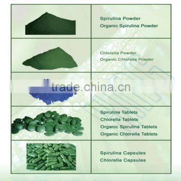 100% pure natural chlorella algae powder and spirulina powder