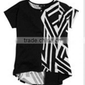 High Quality Fashion Black O-Neck 100% Cotton Lady T-shirt