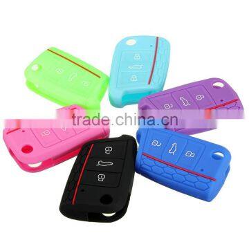 Audew 3 button Car Key Cover Silicone Protection Honeycomb 6 colours For VW / Golf MK7 2014 2015