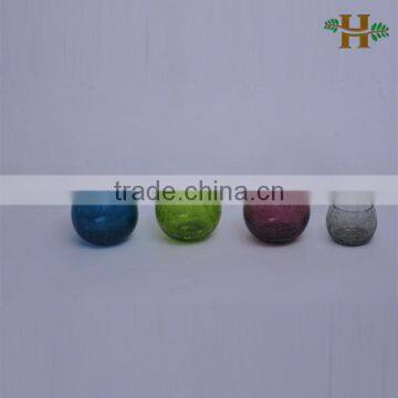 Broken Round Glass Candle Holders,classic Crackled Glass Candle Holder