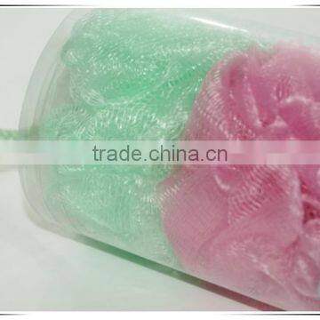 PVC Bucket PE Mesh Bath Sponge Flowers photo-3