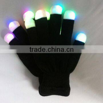 Wholesale LED light gloves, black acrylic touch screen gloves, custom fashion black gloves