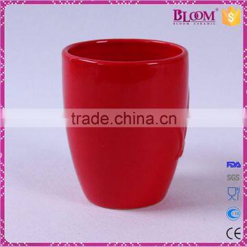 Olive Branch Design Red Glazed Ceramic Coffee Mug photo-4