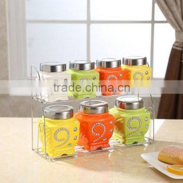 Ceramic Canister Set With Stainless Metal Frame photo-6