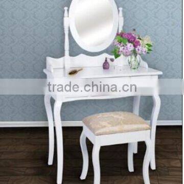 Wooden 4-Drawer Vanity Table in White W/ Stool and Cheval Mirror photo-5