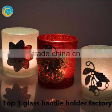 hot sale red glass candle jar for wedding table