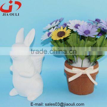 2016 New Easter Decoration White Ceramic Rabbit Planter photo-3