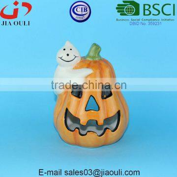 Cheap Halloween decorations with elfin ceramic Pumpkin candle holder