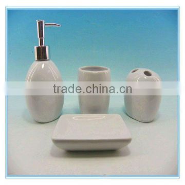 Hot sale mini round white dehua 4pcs ceramic novelty bathroom accessories