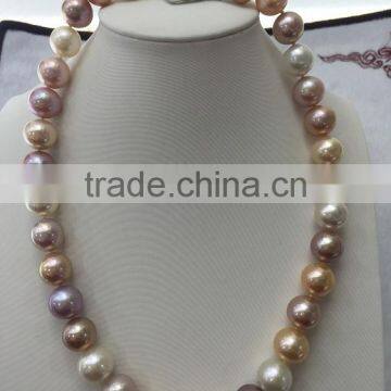 14-15mm Large Multicolor Edison Freshwater Pearl Necklace photo-3