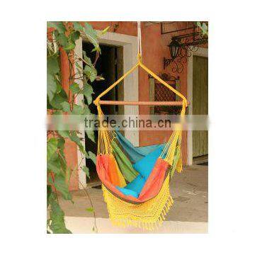 Colorful Poly Cotton Swing Hanging Hammock Chair with hand made rope