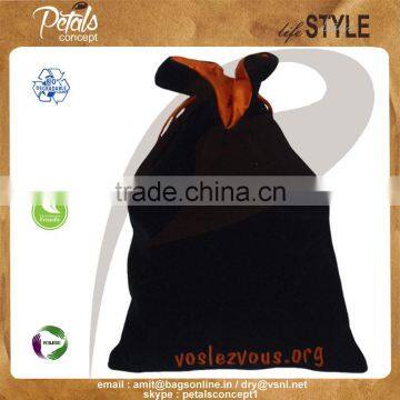 High Quality Drawstring Pouch With Customized Logo - Velvet Drawstring Pouch With Satin Lining - With Embroidery Logo - Luxary photo-2