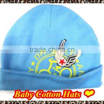 Cotton beanie Baby Hats with embroidery pattern