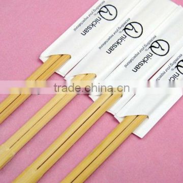 chinese disposable bamboo chopsticks with logo on wrapped paper