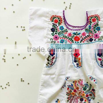 2016 Boho Hand Embroidery Design Cotton Dress For Baby Gril Kids Children Frock Dresses HSD5471 photo-3