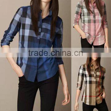 customized ladies shirt in Plus Size Shirt women fashion plaid shirt