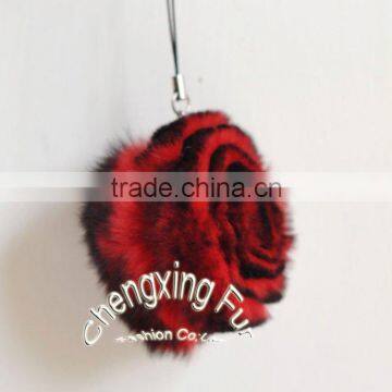 CX-P-22 Wholesale Fashion Chain Rex Fur Flower Mobile Phone Charm photo-3