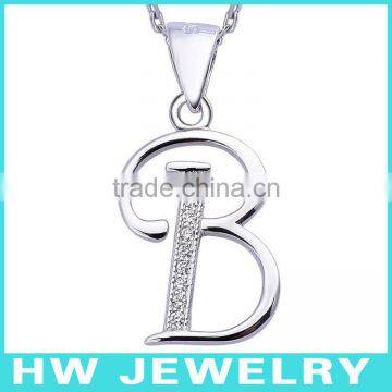 Letter B pendants Necklace Silver 925 Z Cubic Zirconia Necklaces