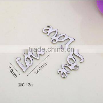 Love custom letter logo stainless steel charm tags diy love steel charm tags for jewelry accessories 2016