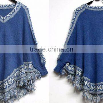 Top Selling Women Ladies Winter Ethnic Wool Batwing Sleeve Poncho Coats photo-4