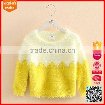 Latest fashion long sleeves cheap yellow 2 ply cashmere sweaters