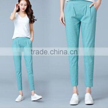 Zm40639b New Fashion Comfortable Women Casual Linen Harem Pants Female Summer Ninth Pants photo-4