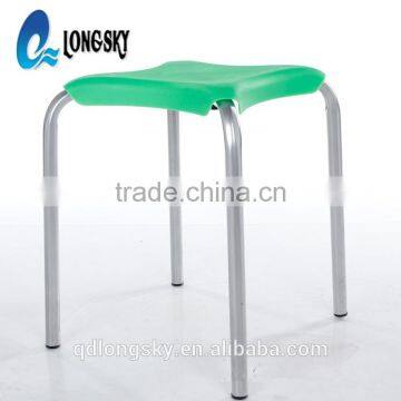 LS-4010 Cheap colorful small plastic square stacking stools with metal legs portable wholesale