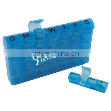 28 Compartment 7-Day Med Minder Pill Box - holds 4 removable pill compartments and comes with your logo