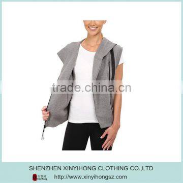 Cotton With Polyester Oversized Hood Asymmetrical Cut Fleece Vest