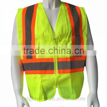 ANSI/ISEA107 hi vis mesh vest with reflective tape