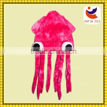 EN71 Padding Rose Red Flat Cloth Octopus Hat