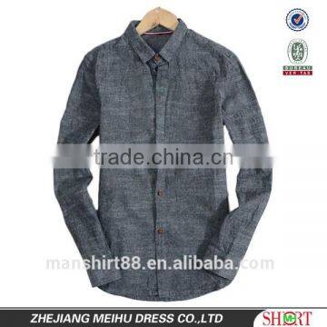 men's simple cotton/linen hidden placket long sleeves casual shirt