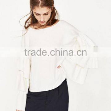 OEM Fctory Ladies Fancy Cotton Loose Knitting Organic Cotton Sweater for Wholesale photo-2