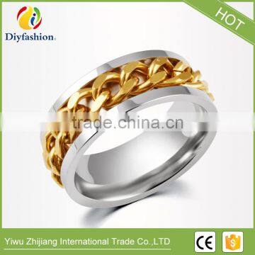 Fashion Stainless Steel Three Color Rotating Chain Ring Can Adjustable photo-3