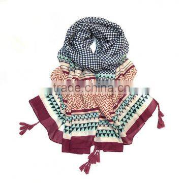 Hot Sale Summer Spring Printed Scarf With Tassel Women Fashion Shawl photo-2
