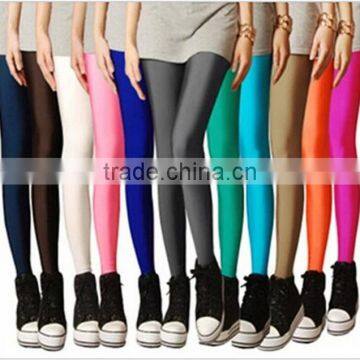 Women Candy Color Sport Ninth Pants Leggings Fitness Elastic Gym Running Trousers