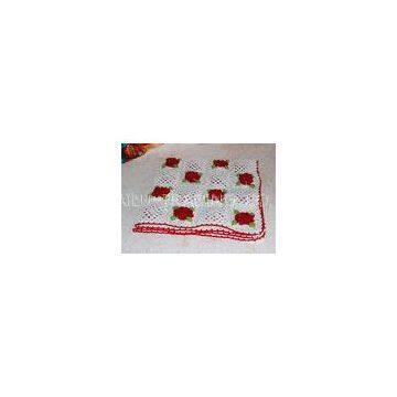 Cute Red Rose Handmade Knitted Baby Blankets 100% Milk Cotton 95cm x 95cm