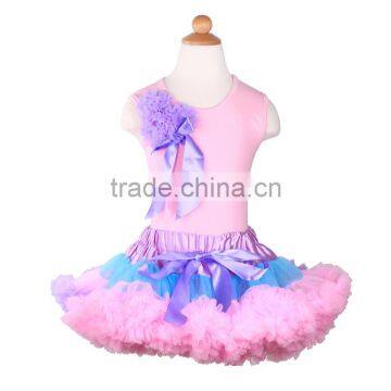 wholesale matching 2 pcs pink young girls kids wear super fluffy pettiskirt