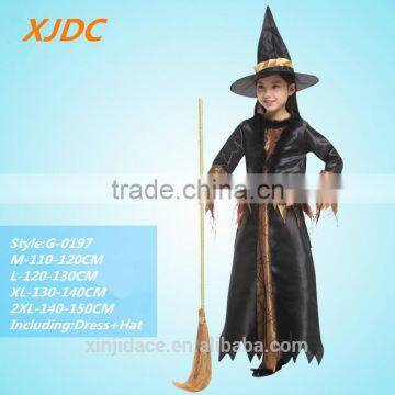 Black color long sleeve halloween witches style kids mexican costumes