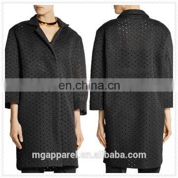 high quality oversized ladies black honeycomb fancy mesh coat