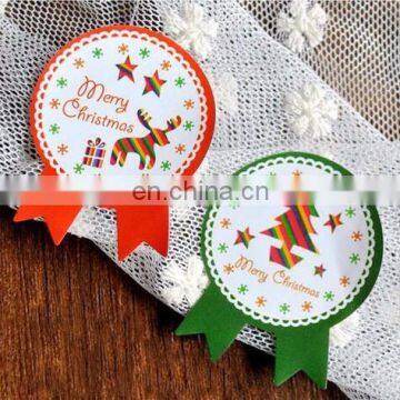 Badge Shape Colorful Red Green Christmas ThemeBox Bag Label Baking Bag Sealing Sticker Baby Shower Gift Decoration Craft Packing