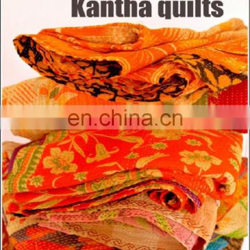 Vintage Kantha Quilt Old Sari Throw