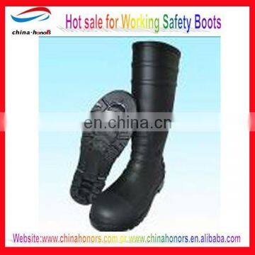 Matt pvc black safety boots/steel toe and plate work boots/industry safety pvc boots