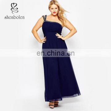 Womens 4xl Plus Size One Shoulder Embellished Evening Maxi Dress for Fat Women