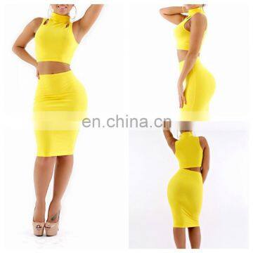 2015 Top quality two pieces fitted club tight dress